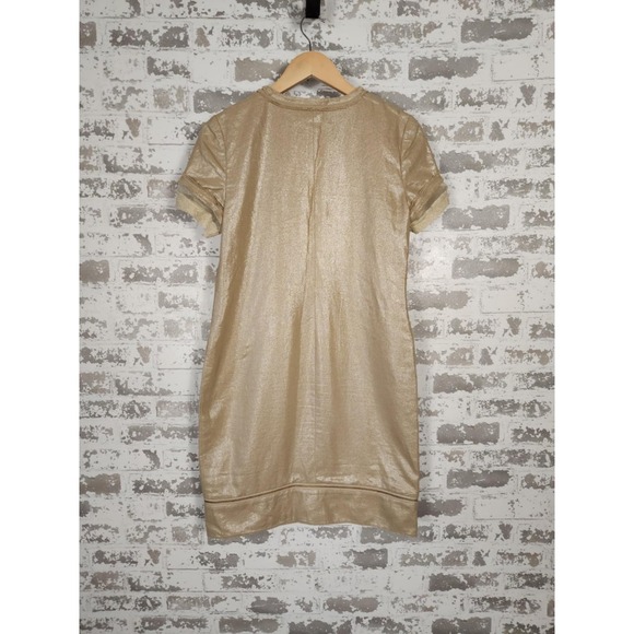 2B.Rych Dress Size 4 Metallic Gold Sparkle Edgy Zipper Pockets Linen Rocker - Picture 6 of 16